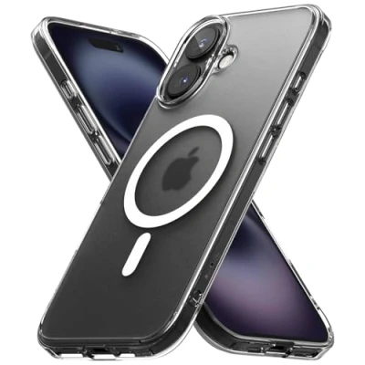 Image de Ringke Coque Compatible avec iPhone 16 Plus [Fusion Magnetic Matte] Magnétique Translucide Ultra Fine Solide Rigide Back Souple Bumper Antichoc Protection Étui Case Accessoires