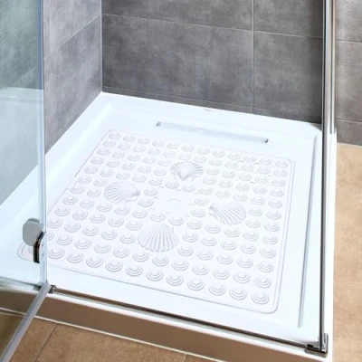 Image de Tatkraft Shell Tapis de Douche antidérapant, 48 x cm, résistant à la moisissure, Lavable en Machine, Blanc
