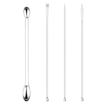 Image de Labasics Ensemble de 4 Cuillères et Spatules Laboratoire en Acier Inoxydable à Double Extrémité pour Laboratoire, d&#039;Échantillonnage, Micro Scoopulas, Pesage