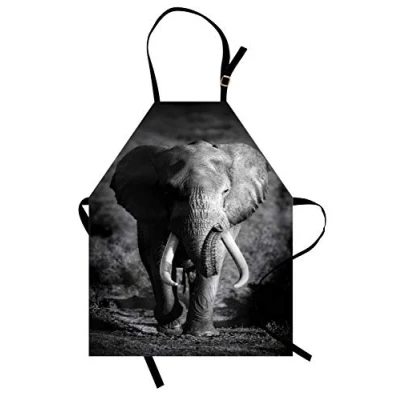 Image de ABAKUHAUS l&#039;éléphant Tablier, La Faune Exotique Elephant, Produit Unisexe avec Col Réglable pour Cuisine et Jardinage, Gris