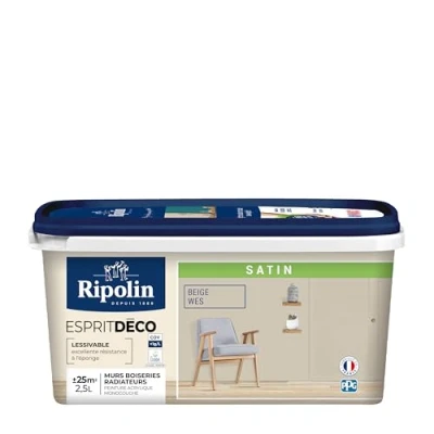 Image de Peinture esprit deco multi supports RIPOLIN 434162 Beige wes Satin 2,5 L