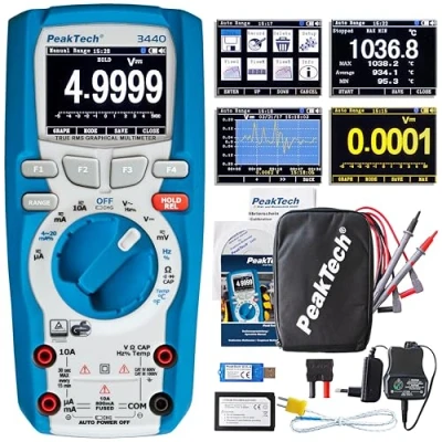 Image de PeakTech 3440 Multimètre Numérique True RMS avec 4.0 Bluetooth et Affichage Graphique, 50000 counts, Manuel Professionnel, TÜV/GS, Autorange, Voltmètre CAT III 1000V