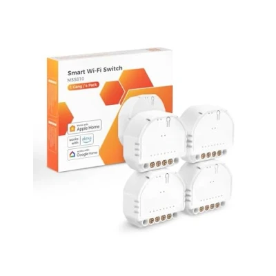 Image de Interrupteur Connecté WiFi (FIL NEUTRE REQUIS), Compatible avec Apple HomeKit, Alexa, Siri et Google Home, 10A Mural Commande Vocale, Contrôle à Distance Fonction du Temps