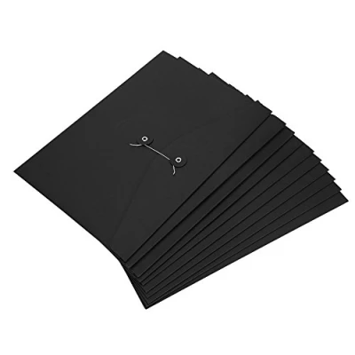 Image de 10pcs A4 Sac de Fichier en Papier Kraft Dossier avec Ligne Boucle Enveloppe Document Epais File Folder Porte documents Pochette Rangement à Fournitures Scolaire Bureau