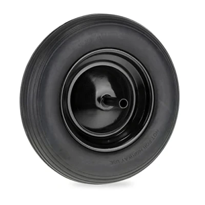 Image de Relaxdays Roue de brouette 3.50 8 avec axe Fixe, Pneu Caoutchouc (PU), Jante en Acier, Charge maximale : 120 kg, Noire