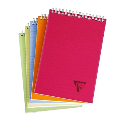 Image de Clairefontaine 328646C Collection Linicolor Fresh Un Bloc à Spirale A5 14,8x21 cm 160 Pages Détachables Lignées Papier Blanc 90 g Couverture Polypro Transparent Couleur Aléatoire