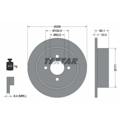 Image de TEXTAR 92019200 Disque de frein 258 10 04/05 100 plein sans boulon fix roue, moyeu roue BMW: 3 Cabriolet, Berline, Touring