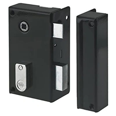 Image de Yale Serrure en Applique Verticale à fouillot Droite YAV36D Kaki, 2 Clés fournies, Axe 44 mm, Carré de 7 Version pour Porte intérieure Communication