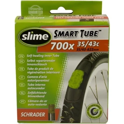 Image de Slime 802739 Chambre A Air 700X35/43 (35/43 622) VS Anticrevaison, Répare Les Fuites et Crevaisons Jusqu&#039;à 3 mm, Efficacité Durable 700x35/43C Anti Schrader Adulte Unisexe, Noir, TU