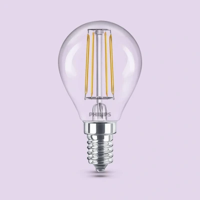 Image de Philips Ampoules LED classiques P45, 40 W, Verre transparent, Culot E14, Blanc chaud 2700 K, Pack de 6
