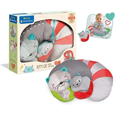 Image de Clementoni 17278 Coussin Kitty Cat d&#039;éveil multipostions Tummy Time 100% Lavable en Machine, 0 Mois et Plus Multicolore