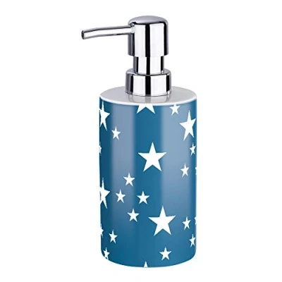Image de WENKO Distributeur de savon Stella Bleu foncé liquide Capacité: 0.38 l, Céramique, 8.5 x 18 7 cm,