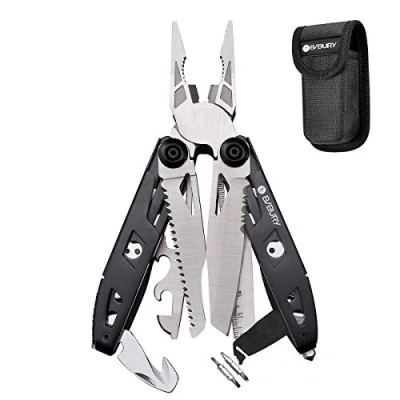 Image de BIBURY Pince Multifonctions, 18 en 1 Titane Poignée Multitools Acier inoxydable avec Pochette Nylon, Multi Tool idéal pour la Survie, Le Camping, Maison, Réparation