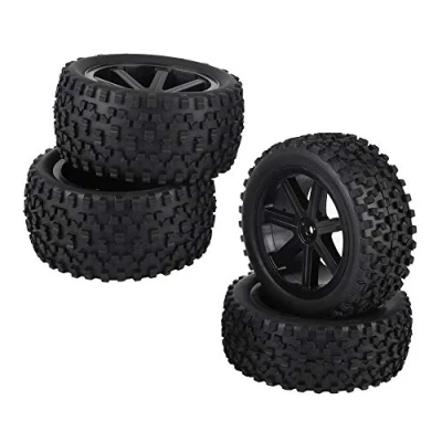 Image de RC Pneu, 4 pcs 1/10 Camion Pneu En Caoutchouc Roue remplacement pour ZD Racing Buggy Voiture Sur Chenilles Pneu(Noir)