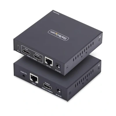 Image de StarTech.com Extender KVM HDMI sur Réseau IP, 4K 60Hz, sans Pilote, HDMI/USB Ethernet/CAT6, AVoIP, Kit Émetteur/Récepteur