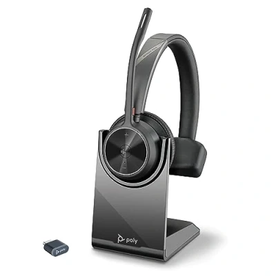 Image de Micro casque sans fil Poly Voyager 4310 UC et socle de chargement Bluetooth monaural avec perche microphone antibruit Connexion à un PC/Mac/Téléphone portable Teams (certifié)
