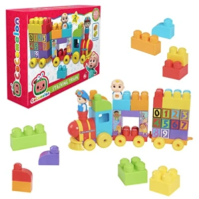 Image de CoComelon, Coffret Train avec 2 Figurines, 40 pièces, Construction à Briques, Jouet pour Enfants dès 18 Mois, GIOCHI PREZIOSI, CCM07