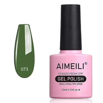 Image de AIMEILI Vernis à Ongles Gel Sans HEMA Semi Permanent Soak Off UV LED Polish 10ml Vert Foncé Kale (073)