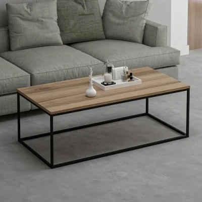 Image de Menzzo Sancho Table, Bois/Noir, L120 x P60 H42 cm