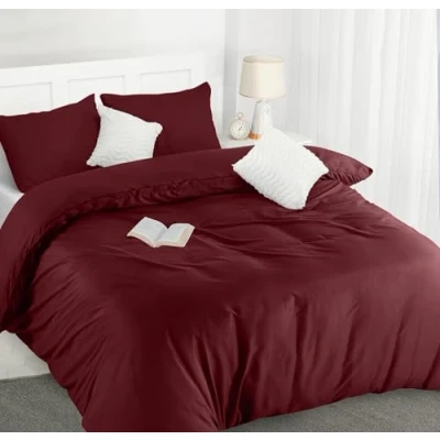 Image de Utopia Bedding Housse de Couette 200x200 cm avec 2 Taies d&#039;oreiller 50x75 (Bordeaux) Parure Lit 200 x Ensembles Housses en Microfibre brossée Douce
