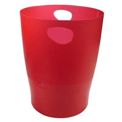 Image de Exacompta Réf. 45324D Lot de 8 corbeilles à papier, poubelles ECOBIN avec poignées Volume 15 litres, pour le bureau comme en Home office Dimensions 26,3x26,3x33,5 cm translucide rouge carmin