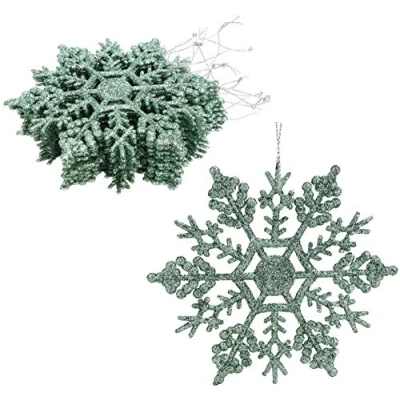 Image de Christmas Concepts Lot de 12 à 10cm (4&quot;) décorations Suspendre avec Flocon Neige … (Menthe Verte)