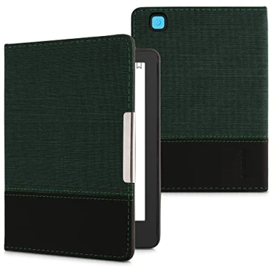 Image de kwmobile Étui liseuse Compatible avec Kobo Aura Edition 2 Housse Rabat magnétique en Tissu Canevas pour