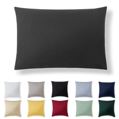 Image de Alreya Taie Oreiller 50x70 Coton Anthracite 100% Jersey Coton, Housse de Coussin cm, Taies d&#039;oreiller en avec Fermeture éclair 50 x 70 cm