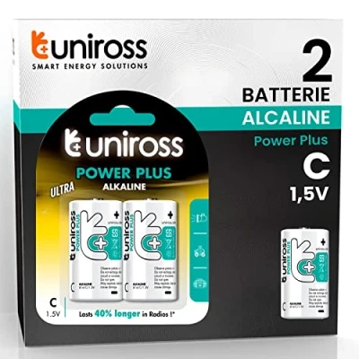 Image de UNIROSS Pack de 5 x 2 Piles Alcalines C LR14 Power Plus 1,5V