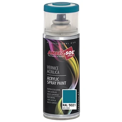 Image de Ambro Sol V4005021 Vernis Peinture Acrylique Multi Usage, Brillante pour Intérieur et Extérieur, Adapté a Tous Type de Matériau, Aérosol En Fer Blanc Recyclable 400 ml, Bleu Eau