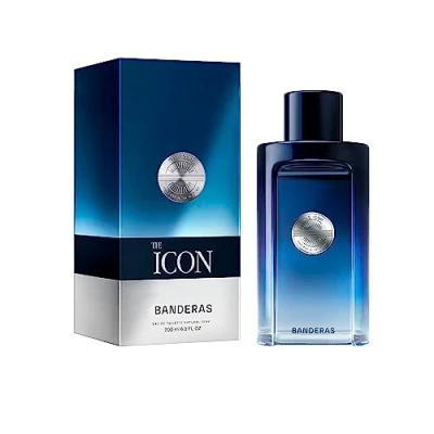 Image de Antonio Banderas The Icon, Eau de Toilette pour Homme Longue Durée Parfum masculin, élégant, à la personnalité bien affirmée Notes boisées ambrées Idéal les événements spéciaux 200 ml