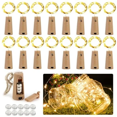 Image de VFANDV Guirlandes Lumineuses a Pile, Lot de 16 à Piles, 2m 20 LEDs Guirlande Led Pile Mini Étanche pour Mariage, Fête, Noël, Chambre Lumineuse D&#039;intérieur