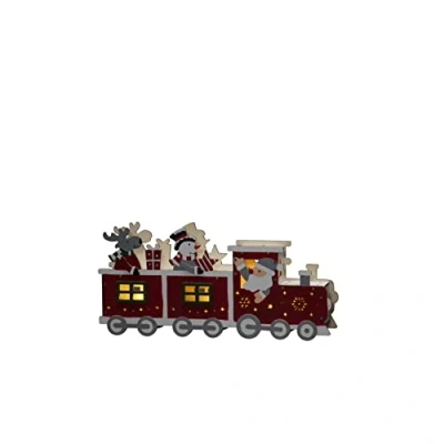 Image de Konstsmide Lumières de Noël/LED en bois Silhouette Père Noël bonhomme neige Train Scène/Minuteur 6H 3 Diodes Fonctionne à piles ou USB Intérieur 2 x AA 1,5 V (non inclus)