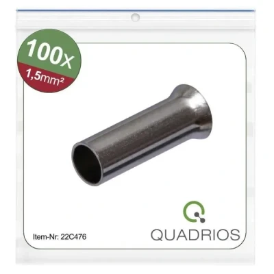 Image de Embout simple de câble Quadrios 1.5 mm² Cuivre ultra pur Pack 100 embouts Non isolé