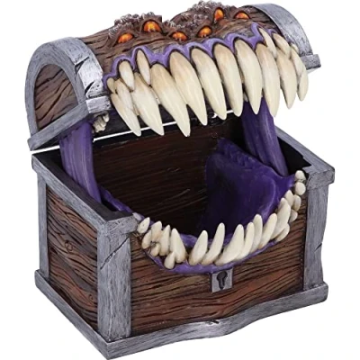 Image de Nemesis Now Dungeons &amp; Dragons Mimic Dice Boîte de Rangement pour dés 11,3 cm en résine Marron Produit sous Licence Officielle D&amp;D à moulée dans la Meilleure Peinte Main