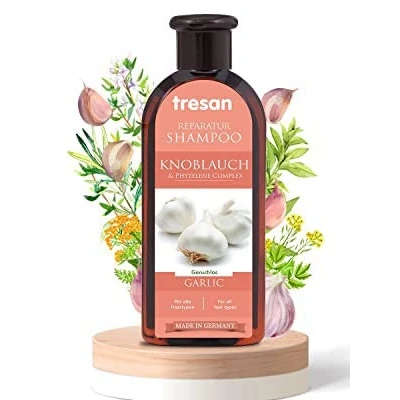 Image de Tresan Uncentral Shampooing réparateur à l&#039;ail pour tous les types de cheveux Réduit démangeaisons du cuir chevelu, sans parabène ni gluten, 300 ml