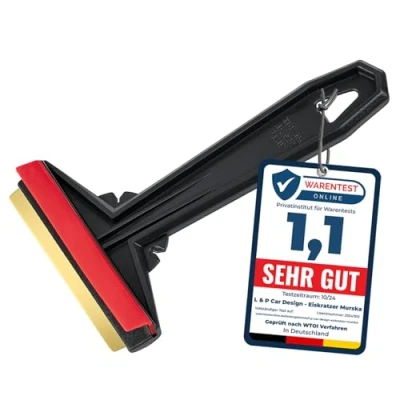 Image de L &amp; P Car Design L&amp;P A054 Grattoir Pare Brise Voiture Laiton Givre Murska Raclette Lame en Gratte de Finlande (Noir Rouge)