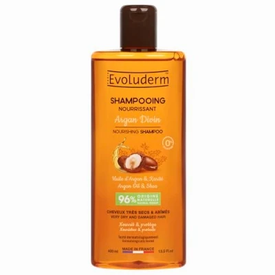 Image de EVOLUDERM Shampoing Nourrissant Argan Divin 400 ml 96% d’Origine Naturelle Végan Fabrication Française
