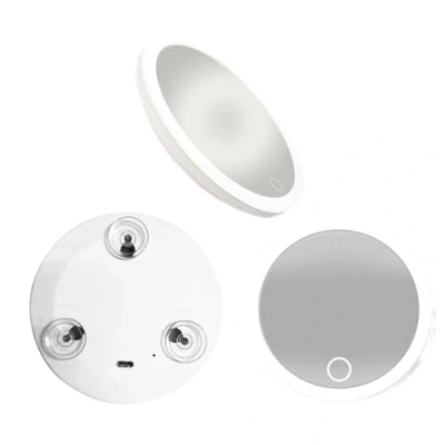 Image de Zephylix miroir grossissant avec lumière, de voyage à main 30x LED 3 ventouses et support table 360 Blanc