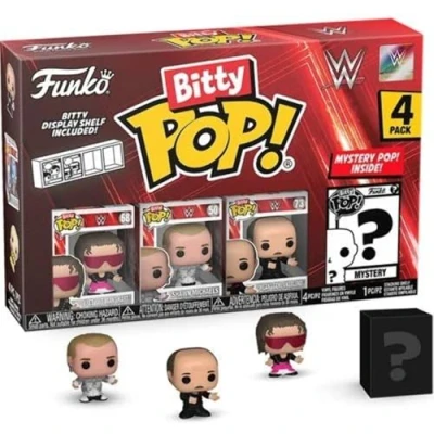Image de Funko Bitty Pop ! WWE Bret Hit Man Hart™, Shawn Michaels, Mean Gene Okerlund™, et Une Figurine mystère 0,9 Pouce (2,2 cm) à Collectionner Idée Cadeau