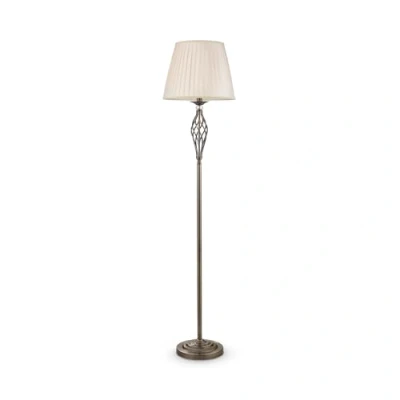 Image de MAYTONI DECORATIVE LIGHTING Lampadaire, luminaire, torchère, style classique, Armature en Métal couleur laiton, Abat jours tissu beige, 1 ampoule non inclu E14 40W 220V