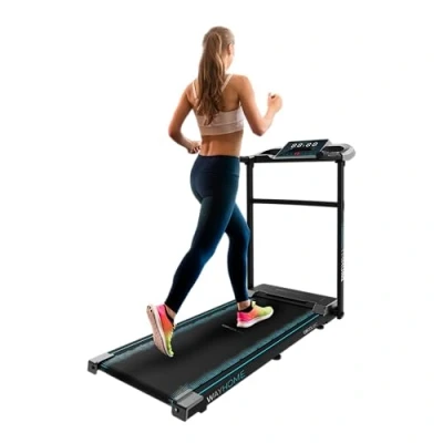 Image de Cecotec Tapis de Course Pliable DrumFit WayHome 1200 Sprint. 600 W, 1 à 12 Km/h, Programmes, Panneau Contrôle LCD, Surface 100x40 cm, Roues et Support pour Appareils