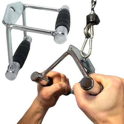 Image de MuscleForge® Barre de Traction pour l&#039;entraînement la Force, Poignée Tirage Double D du Dos, Pression en Forme V Musculation, Ramer sur poulie