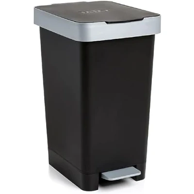 Image de Tatay Poubelle de Cuisine Smart, Capacité 25L, Pédale Rétractable, Polypropylène, Sans BPA, Sac 30L. Noir. Dimension 26 x 36 47cm