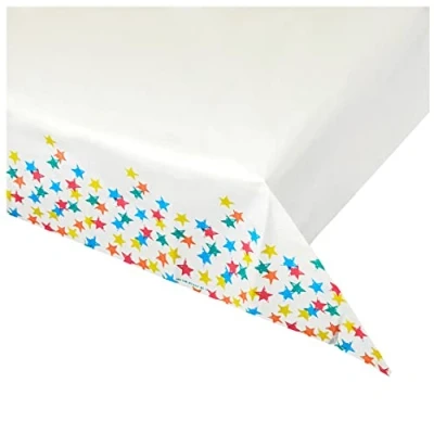 Image de Talking Tables Couverture de table en papier étoile, nappe rectangulaire, fournitures fête arc ciel pour enfants, Vaisselle Recyclable et Jetable Anniversaires, Pique Nique, 180 x 120 cm