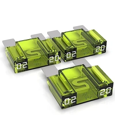 Image de AUPROTEC fusible à lame Maxi 20 80A, enfichable d&#039;automobile, choix : 20A ampères, jaune, 3 pièces