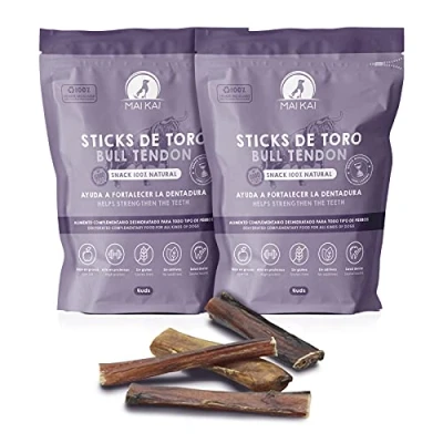 Image de MAIKAI Lot 2x4 Unités Nerfs de Bœuf Séché pour Chien Friandises à Mâcher 100% Naturels Supplément Barf Tendon Riche en Protéines Récompense Chiens