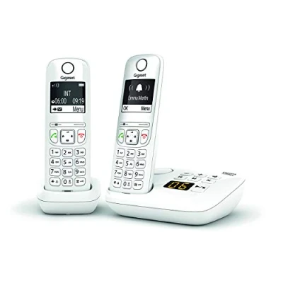 Image de Gigaset AS690A Duo Téléphone fixe sans fil avec répondeur, 2 combinés grand écran rétroéclairé pour un affichage ultra lisible, fonction blocage d&#039;appels Blanc [Version Française]