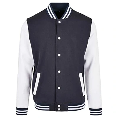 Image de Build Your Brand Bb004 basic College Jacket, Bleu Marine/Blanc, L Hommes