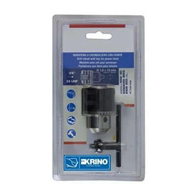 Image de KRINO 2800130 Mandrin avec clé de fixation 3/8 x 24 UNF capacité 1,5 ÷13 mm, acier